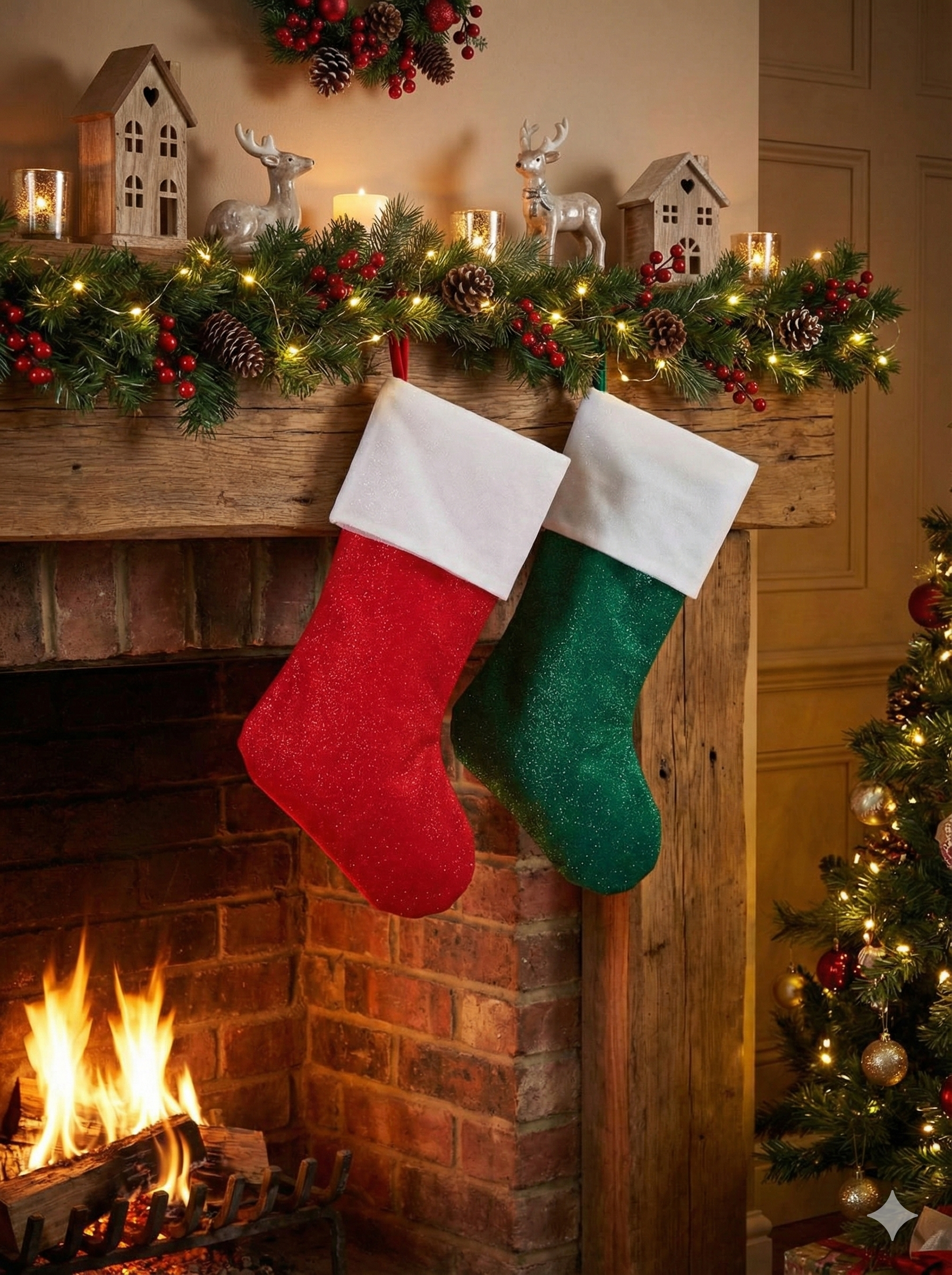 Custom Christmas Stockings –  Glitter Red, Green, or White