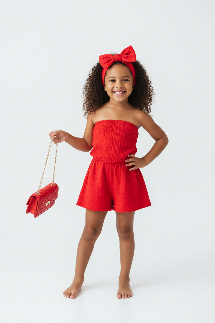 Toddler Tube Romper with Matching Purse & Headband