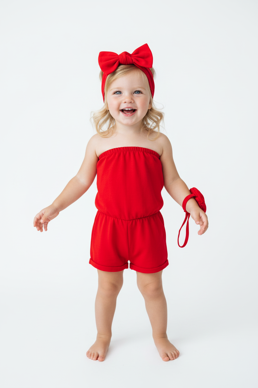 Toddler Tube Romper with Matching Purse & Headband