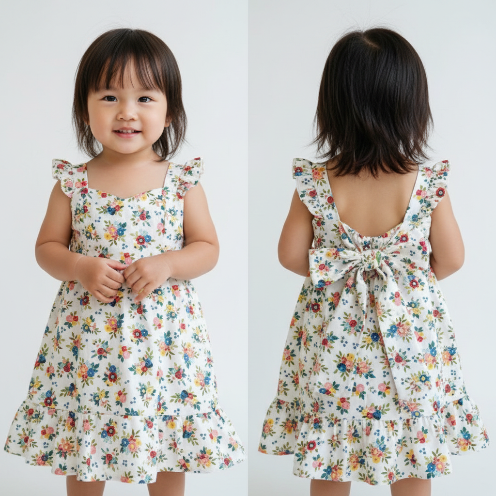 Little Girls Bow-Back Twirl Dress