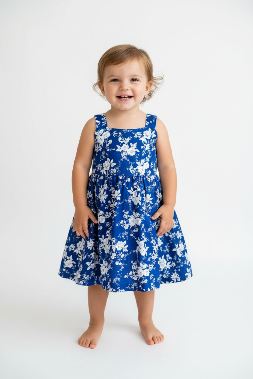 Little Girls Bow-Back Twirl Dress