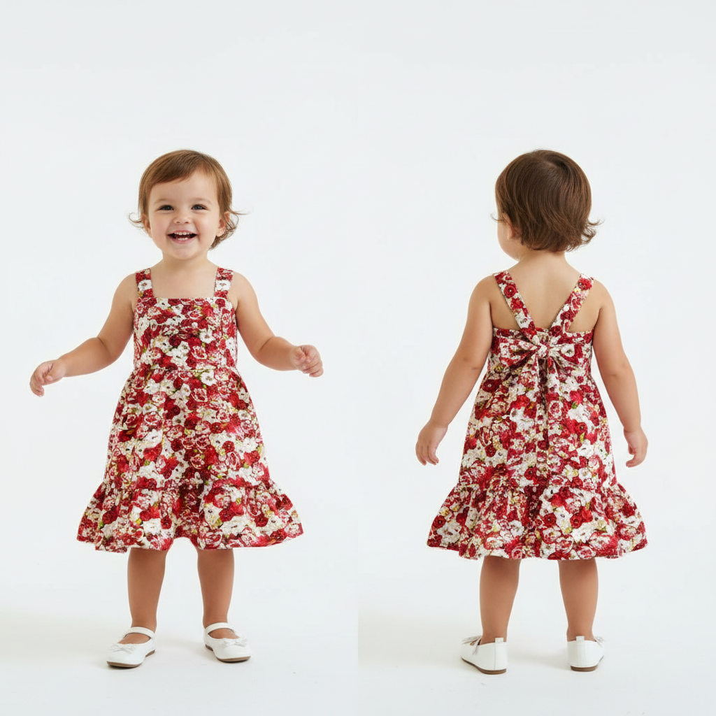 Little Girls Bow-Back Twirl Dress