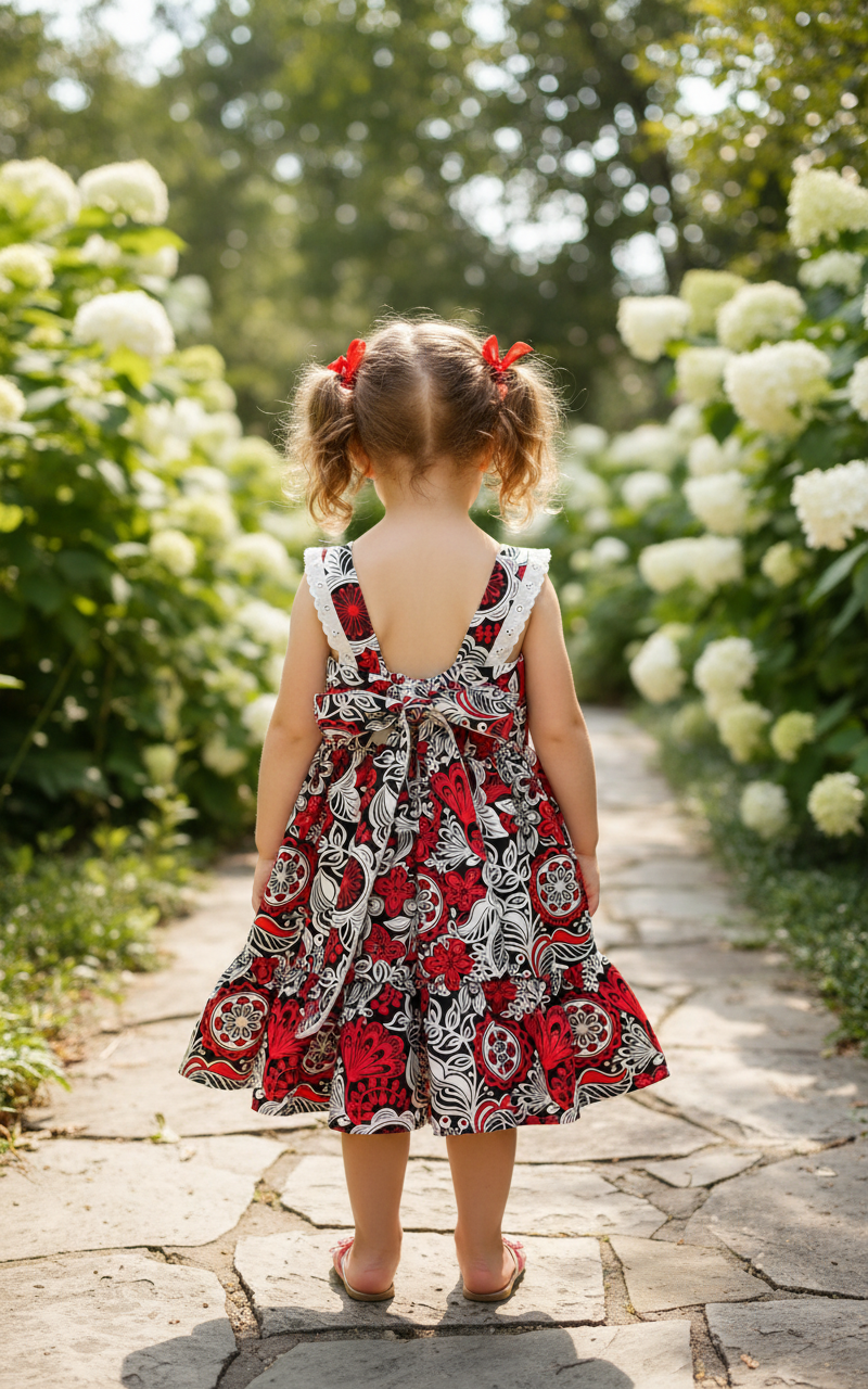 Little Girls Bow-Back Twirl Dress