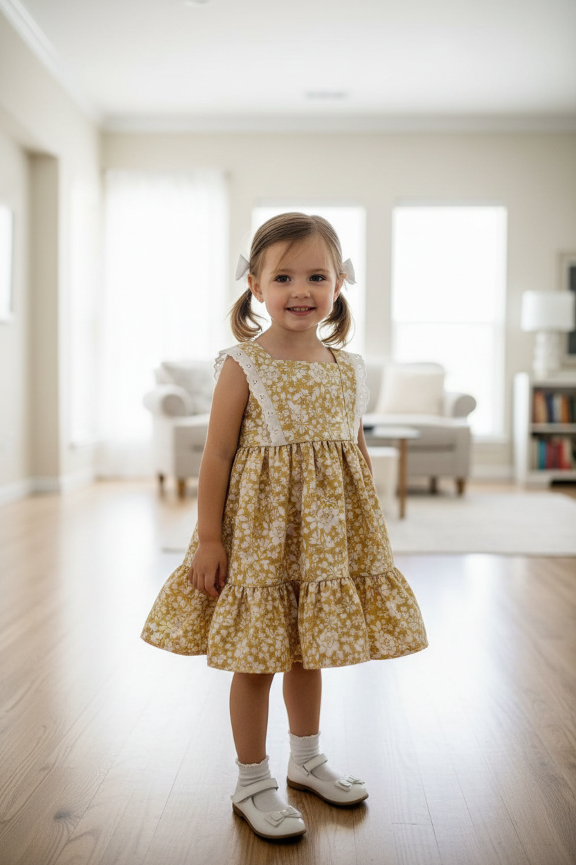 Little Girls Bow-Back Twirl Dress