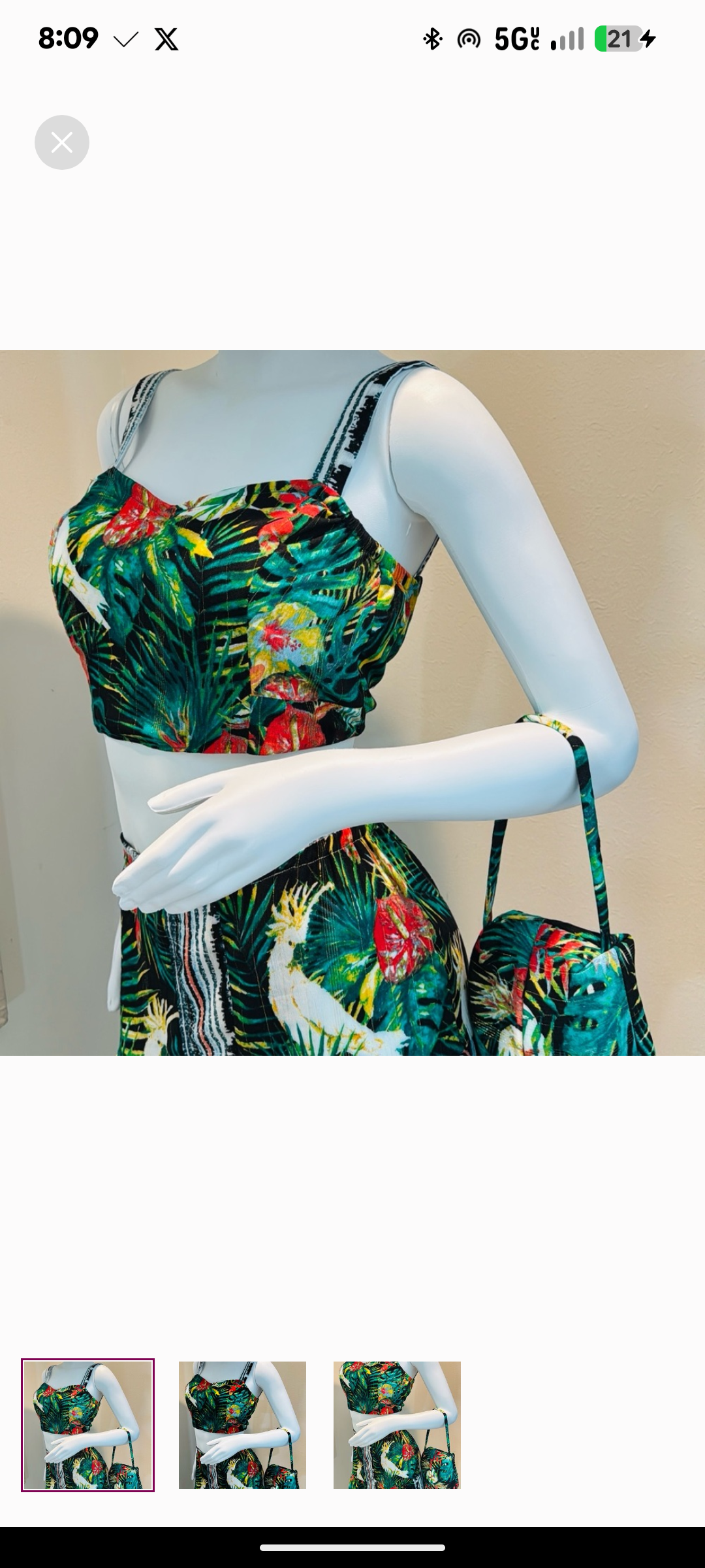 Tropical Parrot 2-Piece Skirt Set with Matching Mini Purse