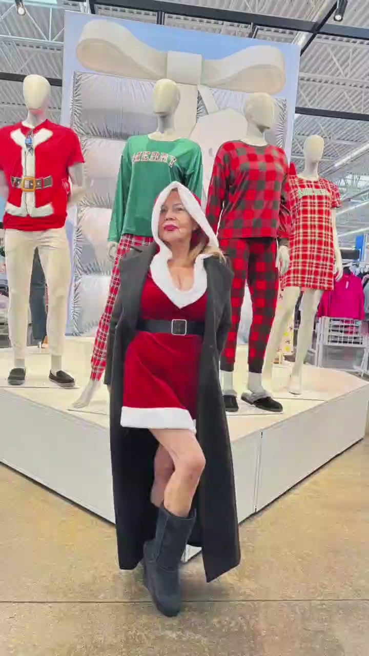 Hooded Santa Velvet Mini Dress – Mommy & Me